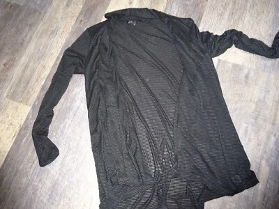 womens top blouse cardigan sheer striped BLACK Medium large Loose fit - Image 1 of 4