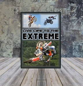 Póster de salto de motocicleta bicicleta extrema arte de pared motivacional decoración del hogar A3/A4 regalo - Imagen 1 de 9