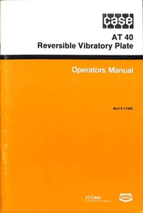 Case AT 40 Reversible Vibratory Plate Operators Manual J I Case Tenneco - Picture 1 of 2