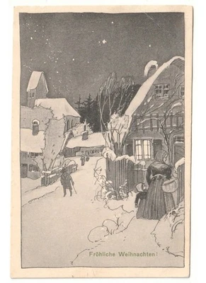 1912 Antigua Tarjeta Navideña País Nevado Navidad Weihnachten - Imagen 1 de 2
