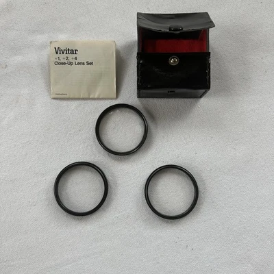 Vivitar Close-Up Lens Coated No.1, 2, 4 | 49mm Macro Filter Set w/ Leather Case - Image 1 of 4