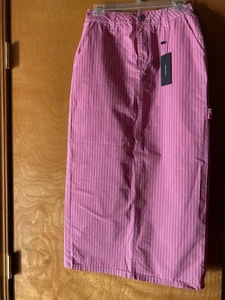 NWT PINK & WHITE STRIPE DENIM  LONG SKIRT WOMENS SIZE XS VERO MODA - Bild 1 von 6