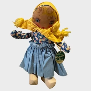 Muñeca de tela Georgene genuina rara holandesa con zapatos de madera niña holandesa - Imagen 1 de 12