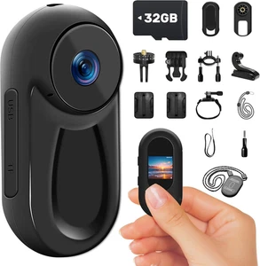 Mini Action Cam, 32GB Telecamera Sportiva Con Schermo 1080P HD, 120° Portatile T - Foto 1 di 12
