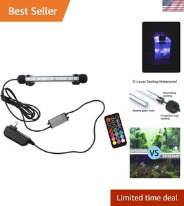 7.5-Inch LED Aquarium Light with 9 Color-Changing Modes - Waterproof & Remote - Picture 1 of 10