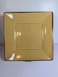Plato de ensalada cuadrado asiático Pottery Barn repuesto dorado 8” bronceado hecho en Japón - Imagen 1 de 5