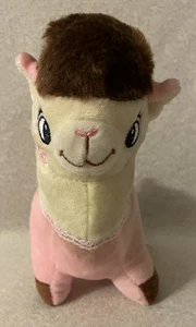 Entzückendes kuscheliges rosa Lama Plüschtier Stofftier bestickt Gesicht Spitzenkragen 7 Zoll - Bild 1 von 4
