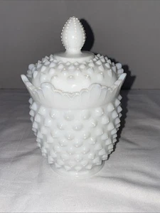 Vintage Fenton White Hobnail Milk Glass Candy Dish/Jar with Lid - 7.5" - 1960’s - Picture 1 of 4