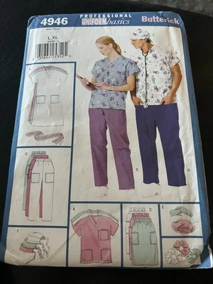 4946 Butterick L- Sewing Pattern Misses 1990s Scrubs Mens Pant Dress - Image 1 of 2