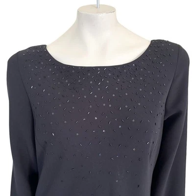 Новый с Ярлыками VTG JONES Нью-Йорк длинным рукавом бисер и блестки официальное платье в черный женщин 14 - Изображение 1 из 4