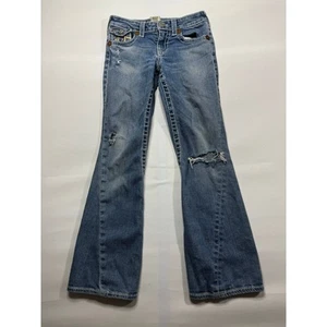 True Religion Youth Girls joey Rainbow Flare Blue Denim Jeans - Size 10 (24x26) - Picture 1 of 6