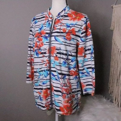 Weekends' By Chicos | Cárdigan Chaqueta Floral Botánico Manga 3/4 Cremallera Foto 1 de 4