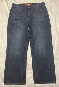 Lucky Brand 181 Relaxed Straight Mens 33x28.5 Medium/Dark Wash Blue Denim Jeans - Picture 1 of 13