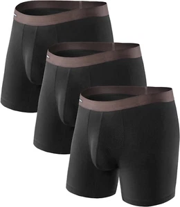 Mens Underwear Bamboo Rayon Boxer Briefs Breathable and Soft with Fly Underwear - Picture 1 of 12