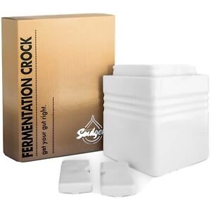 Fermentation Crock Asian-Style 2 Liter 0.5 Gallon Water Sealed Jar Lid and Gl...