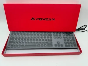 POWZAN Aluminum Quiet Wired Keyboard Backlit- Slim Chiclet Keyboard KB770 Gray - Picture 1 of 7