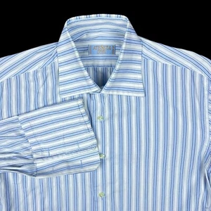 Ateseta Firenze Dress Shirt Size 15 3/4 40 Italy French Cuff Doppio Ritorto - Picture 1 of 16
