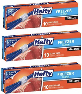 Hefty Slider Gallon Freezer Bags 10 Count (Pack of 3)