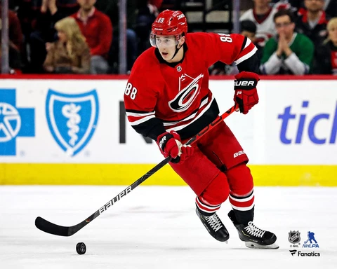 Martin Necas Carolina Hurricanes Unsigned Red Jersey Skating Photograph Cover