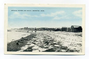 Postal Brewster MA gente pequeña, casas de baños, playa, algas 1933, ¿poco común? - Imagen 1 de 2