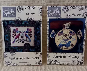 2 Cross Stitch Patterns Bendy Stitchy POCKETBOOK PEACOCKS + PATRIOTIC PINKEEP - Picture 1 of 8