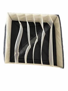 Ornament Storage Box Underwear Foldable 6 Compartments Wardrobe Drawer Container - Picture 1 of 6