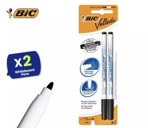 BIC Velleda Whiteboard Markers Pack of 2 Black Non-Retracting Nib - Picture 1 of 7