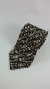 NWOT J. Garcia 100% Silk Tie Navy w/ Floral Mosaic Design - Picture 1 of 6