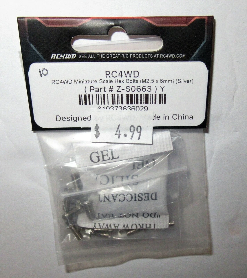 RC4WD Miniature Scale Hex Bolts (M2.5x6mm) (Silver) #Z-S0663 NIP - Image 1 of 1