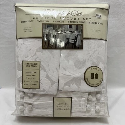 Brownstone Gallery 26 pc Set Tablecloth pad napkins cuffs chair bows 8 place NEW - Image 1 of 4