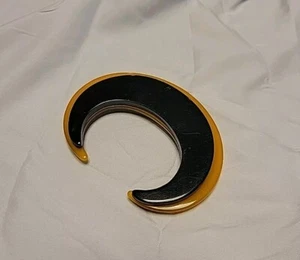 Small Art Deco Vintage Bakelite Black And Gold Bangle Bracelet Rare - Picture 1 of 8