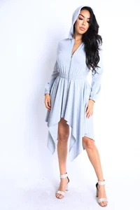 Para mujeres Mangas Largas Con Capucha Vestido con Cortina Cremallera Completa Chaqueta Vestido Súper Lindo - Imagen 1 de 36