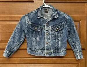 Vintage Youth 7 Lee Denim blue jean Jacket Made in USA Rare snaps stonewash 597 - Picture 1 of 5