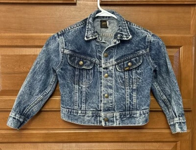 Vintage Youth 7 Lee Denim blue jean Jacket Made in USA Rare snaps stonewash 597 Foto 1 de 4