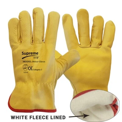 Supreme Leather Safety Gloves HGV Drivers Forklift Truck Gardening Driving Glove