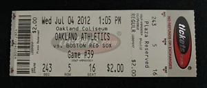 2012 ticket David Ortiz Home Run #400 7/4/Boston Red Sox vs Oakland - Picture 1 of 3