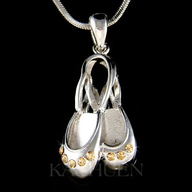 ~ Коричневый балерина тапочки сделаны с Swarovski кристалл балет танец обуви ожерелье - Изображение 1 из 1