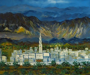 Pintura - pueblo de montaña - lienzo pintado a mano pintura acrílica modernos Alpes Italia pueblo - Imagen 1 de 1
