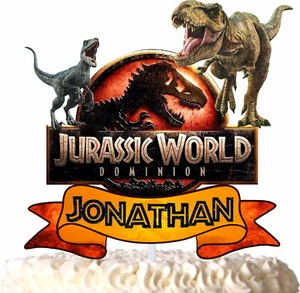 Jurassic World Dominion Cake Topper mit Name und Alter, T-Rex und blau [86dm] - Bild 1 von 1