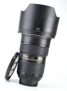 Nikon AF-S 24-70mm F2.8 G ED Autofocus Zoom Lens Front & Rear Cap & Hood - Picture 1 of 13