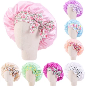 Arab Kids Girls Satin Sleep Hat Turban Hair Care Bonnet Night Cap Hijab Headwear - Picture 1 of 26