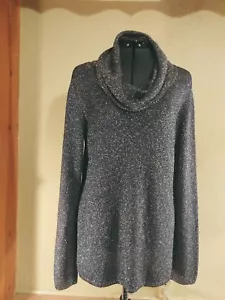 PULLOVER DONNA ORO METALLIZZATO SCINTILLANTE TAGLIA MBLU TUNICA TOP COLLO CAPPUCCIO - Foto 1 di 7