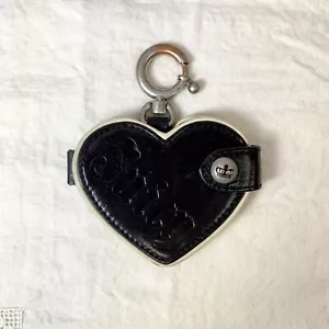Vtg Juicy Couture Y2K Key Ring Fob Purse Charm Big Leather Heart Love G&P Mirror - Picture 1 of 14