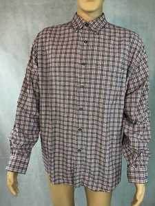 Camicia uomo Eddie Bauer XL rossa quadri quadri quadri manica lunga bottoni flanella 100% cotone - Foto 1 di 8