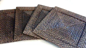 Rattan Geflecht Dunkelbraun Mix Quadratisch 13" Matten/Ladegeräte 1/4" Einsatz Set 4 - Bild 1 von 7