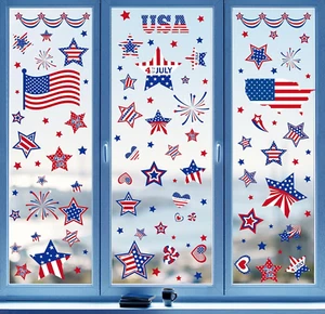 4Th of July Window Clings Decorations,111 PCS Reusable Static Summer Patriotic A - Picture 1 of 12