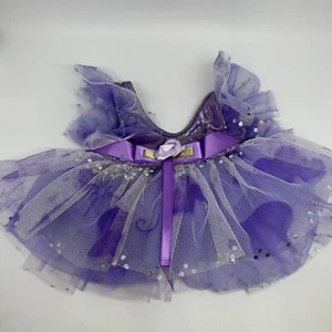 The Bear Factory Purple Tule Dress Rhinestones Hearts Satin Bow Flower - Photo 1/8