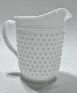 Vintage Anchor Hocking Hobnail Weiß Milchglas Vertiefung Glas Krug - Bild 1 von 6