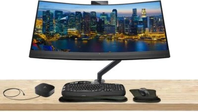 HP EliteDisplay E34m G4 34 inch Curved 2440 x 1440 2K WQHD LED Backlit Monitor - Image 1 of 4