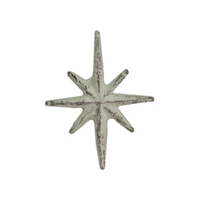 Set of 6 Antique White Finish Mid Century Modern Starburst Drawer Pulls Knobs - Picture 1 of 9